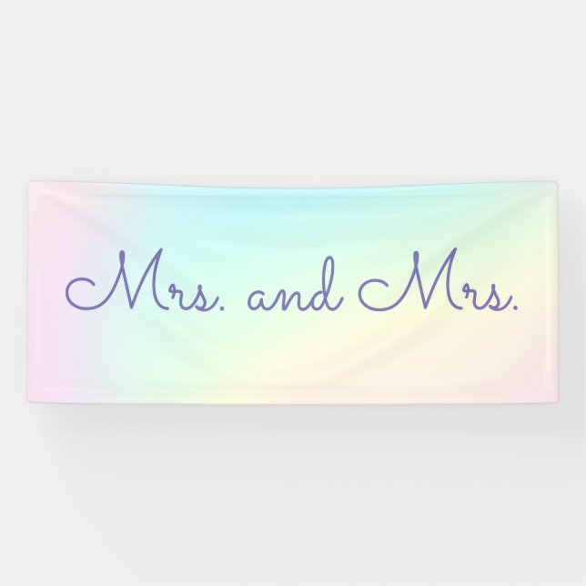 Banderoles Pastel Rainbow Prismatic Lesbian Mariage (Horizontal)