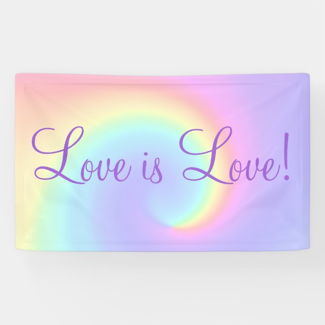 Banderoles Pastel Rainbow Swirl Mariage lesbien (Horizontal)
