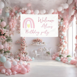 Banderoles Pastel rose arc-en-ciel Baby Girl 1ère fête d'anni