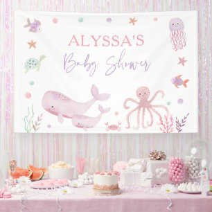 Banderoles Pastel rose sous le Baby shower marin