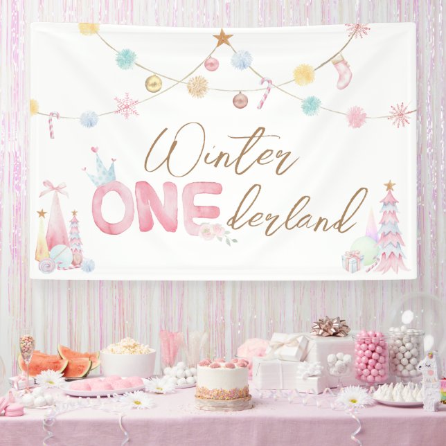 Banderoles Pastel Winter Onederland Premier anniversaire (Fête)