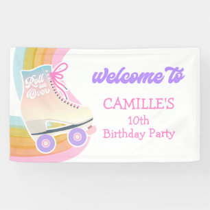 Banderoles Patinage à roulettes Bienvenue à la fête d'anniver