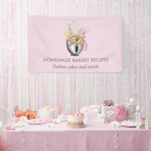 Banderoles Pâtisserie Pink Elegant Minimal Bakery