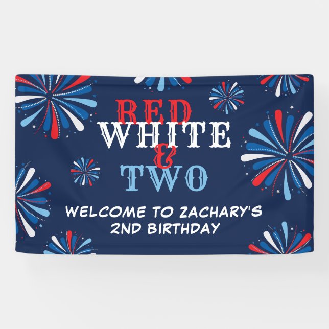 Banderoles Patriotique Rouge Blanc Deux 2e anniversaire Bienv (Horizontal)