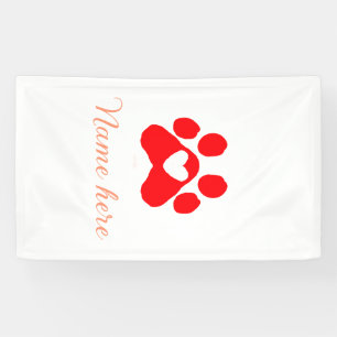 Banderoles Patte de chien cœur rouge animal familier ajouter