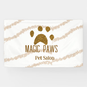 Banderoles Pattes scintillantes dorées salon pour animaux de 