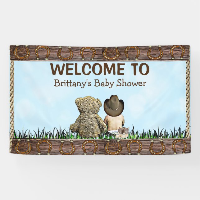 Banderoles Pays et Ouest Lil Cowboy & Teddy Bear (Horizontal)
