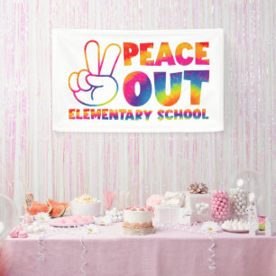Banderoles Peace Out Élémentaire École Tie Dye Dernier jour