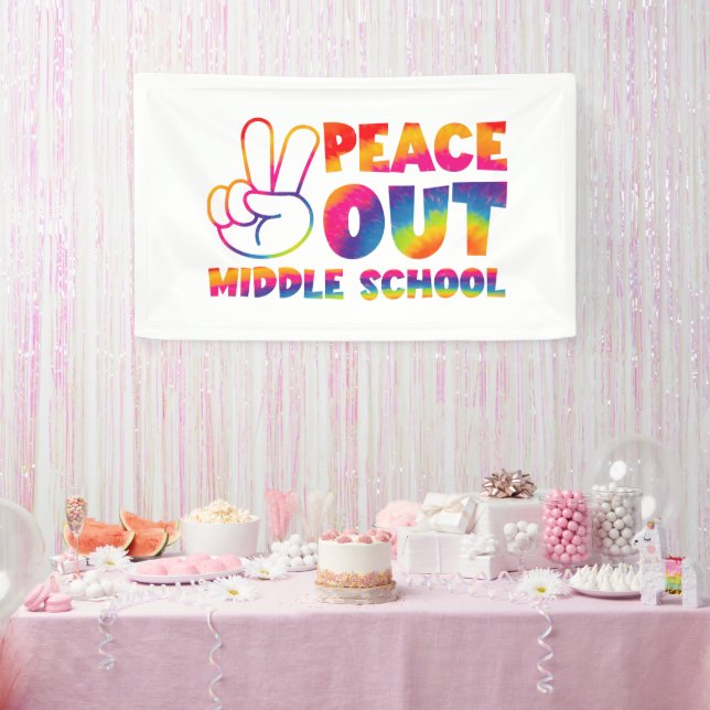 Banderoles Peace Out Middle School Tie Dye Dernier Day Of Sch (Fête)
