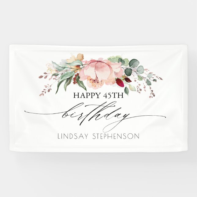 Banderoles Peach Burgundy and Blush Florthday Party (Horizontal)