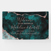 Peacock Turquoise Marbre vert Agate Mariage Bienve