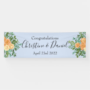 Banderoles Pêche et bleu clair pivoine et Rose Floral Mariage