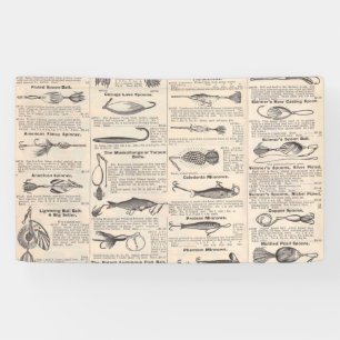 Banderoles Pêche vintage leures : pêcheur d'antiquité des ann