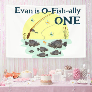 Banderoles Pêcher un enfant premier anniversaire Crappie Pois