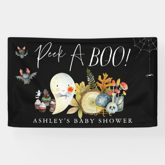 Banderoles Peek-A | Little Ghost Halloween Baby Shower (Horizontal)