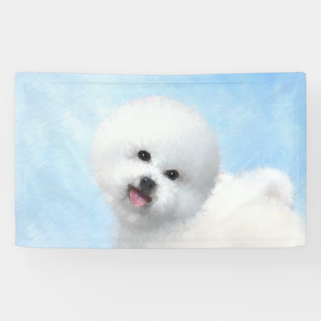 Banderoles Peinture Bichon Frise - Cute Original Chien Art (Horizontal)