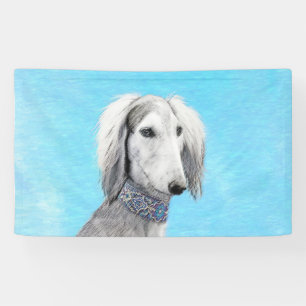 Banderoles Peinture de Saluki (Argent) - Joli art original de