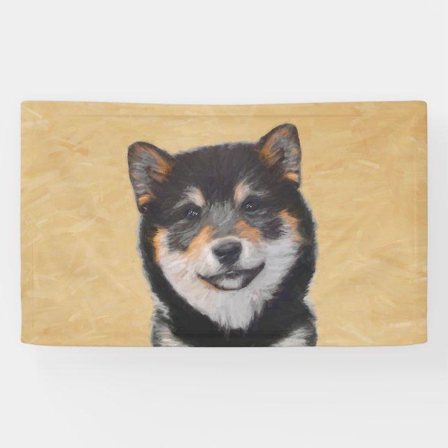 Banderoles Peinture Shiba Inu (Noir et Tan) - Art Chien (Horizontal)