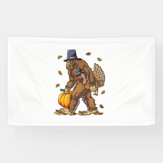 Banderoles Pèlerin de Bigfoot Turquie Citrouille de Thanksgiv (Horizontal)
