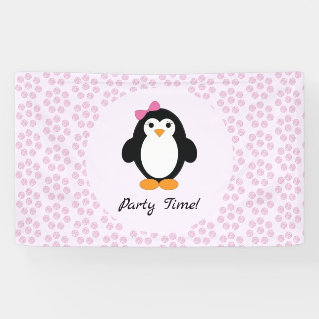 Banderoles Penguin, fille du temps de la fête (Horizontal)