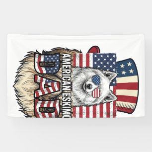 Banderoles Père Esquimau Américain Patriotique Vintage Chien