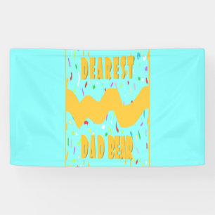 Banderoles Père le plus cher Ours fun design med bleu moutard