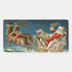 Banderoles Père Noël Antique Sleigh Reindeer