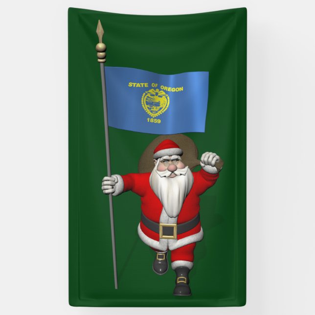 Banderoles Père Noël Avec Drapeau De L'Oregon (Vertical)