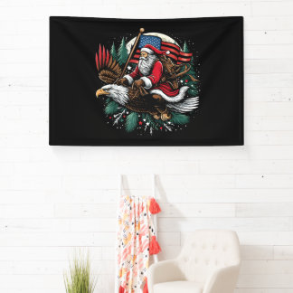 Banderoles Père Noël chevauchant un aigle drapeau États-Unis