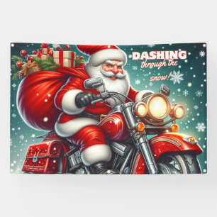 Banderoles Père Noël en moto