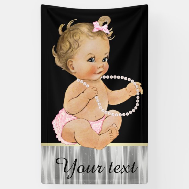 Banderoles Perles Ruffle Pantalon Baby shower fille (Vertical)