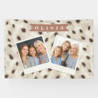 Banderoles Personalized Chic Neutral Leopard Animal Print