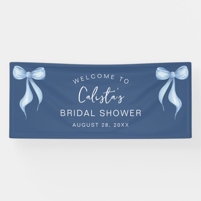 Banderoles Personalized Dusty Blue Bow Welcome Bridal Shower (Horizontal)