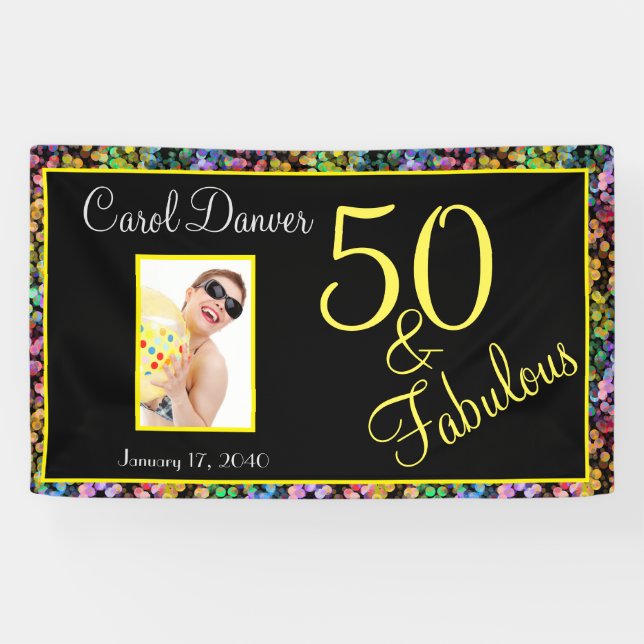 Banderoles Personnalisable 50 ans et fabuleux anniversaire Ra (Horizontal)