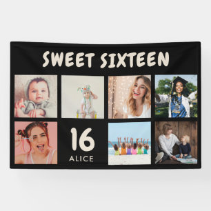 Banderoles Personnalisé 16e anniversaire de fête Photo Collag
