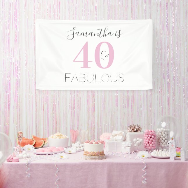Banderoles Personnalisé 40 et fabuleux Anniversaire rose mode (Fête)