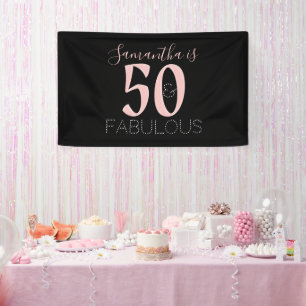 Banderoles Personnalisé 50 Fabuleux Rose Gold Black Anniversa