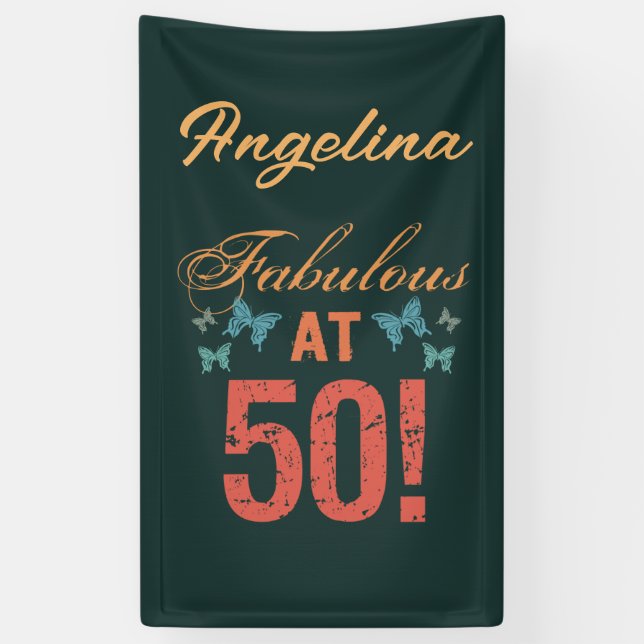 Banderoles Personnalisé 50e anniversaire Fabuleux (Vertical)