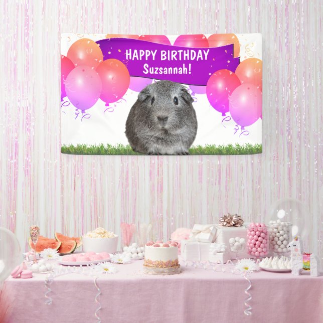 Banderoles Personnalisé coloré Joyeux Anniversaire Gris Guiné (Fête)