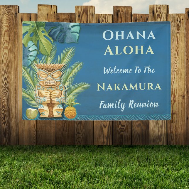 Banderoles Personnalisé Hawaii Aloha Luau Réunion familiale (Personalized custom Aloha Luau Hawaiian themed banner for your family reunion or other party event. )