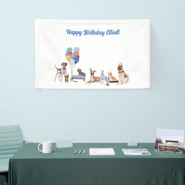 Banderoles Personnalisé Joyeux Anniversaire Canine race Chien (Salon professionnel)