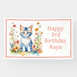 Banderoles Personnalisé Joyeux anniversaire Sweet Kitten