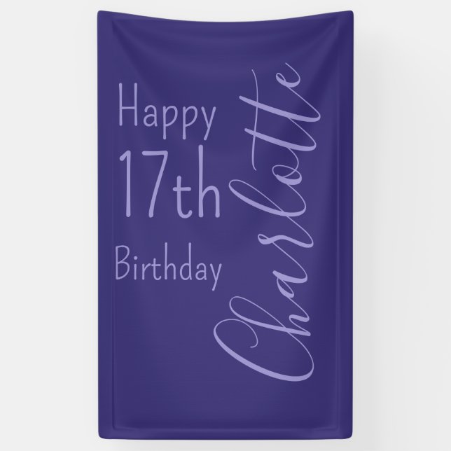 Banderoles Personnalisé Purple Moderne Simple Chic Joyeux Ann (Vertical)