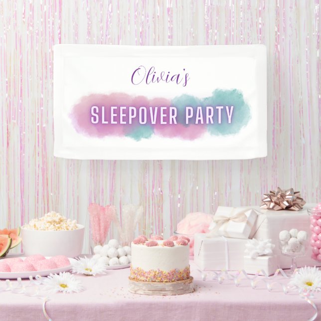 Banderoles Personnalisé 'Sleepover Party' | Couleurs pastel | (Fête)