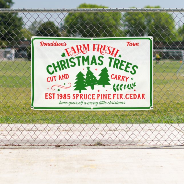 Banderoles Personnaliser Agritourisme Fraîches Arbres De Noël (En situation)
