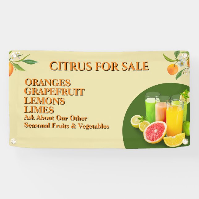 Banderoles Personnaliser Citrus Pour Vendre Fruit Stand Small (Horizontal)