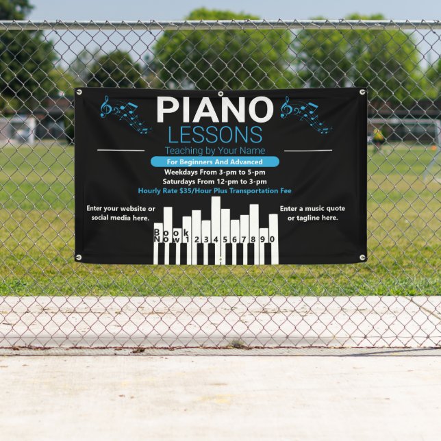 Banderoles Personnaliser Cours de piano Musique Professeur Ja (En situation)
