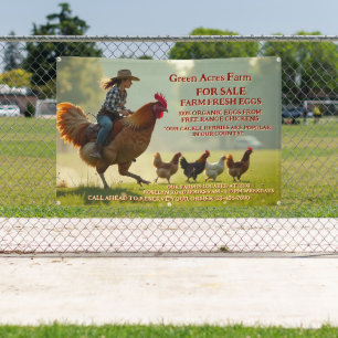 Banderoles Personnaliser Drôle Ferme Bio Oeufs Frais Cage Gra