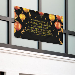 Banderoles Personnaliser Grand Ouverture Gold Ballons Ribbons