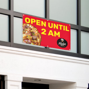 Banderoles Personnaliser le logo de la pizzeria Ouvert jusqu'